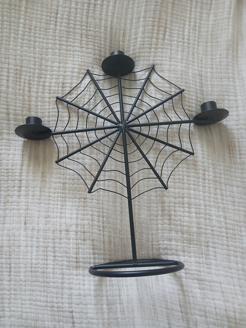 (2/20$)Black Spider Web Metal Candle Holder - Brand Unspecified